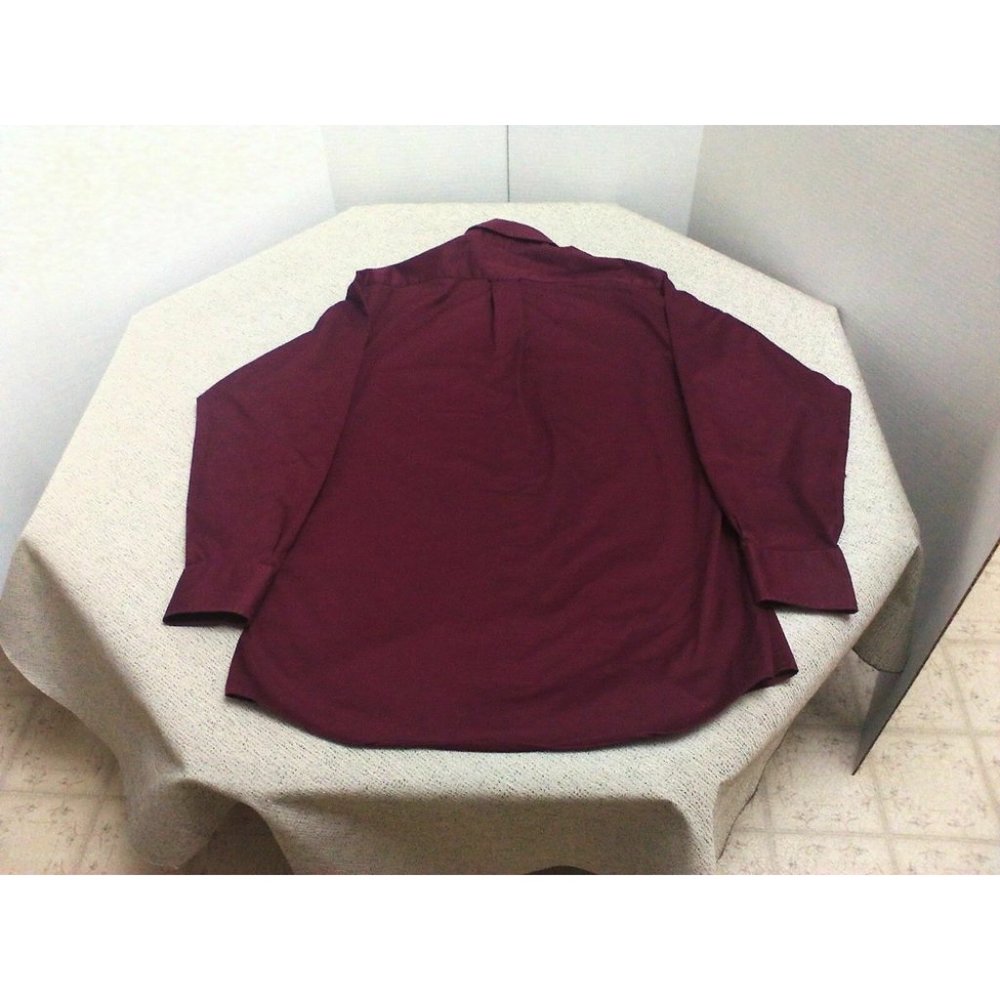 IZOD Men's Shirt Casual/Dress L/Sleeve Cotton Blend Burgundy Regular 15.5 /32-33 - Picture 4 of 14